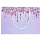 Grand Sac Cadeau Parties scintillant pourpre goutte à goutte (Dos)