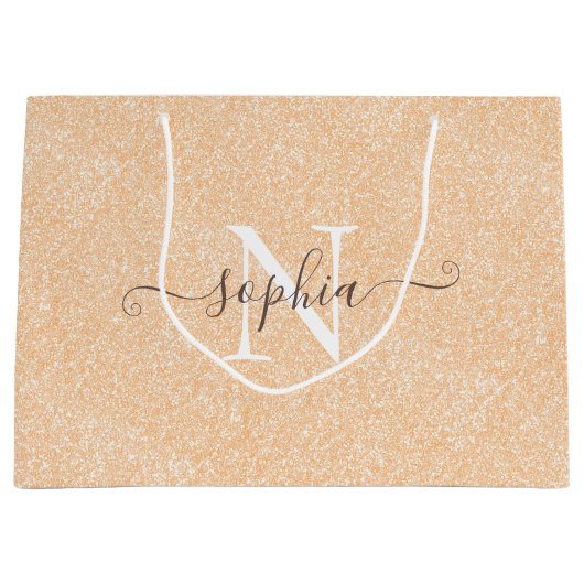 Grand Sac Cadeau Parties scintillant rose crème pâle Customisée (Devant)