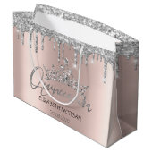 Grand Sac Cadeau Parties scintillant Rose en argent Tiara Quinceañ (Dos Angle)