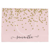 Grand Sac Cadeau Parties scintillant rose et or (Dos)