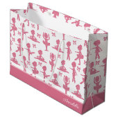 Grand Sac Cadeau Parties scintillant rose fille Ballerina Motif fêt (Devant Angle)
