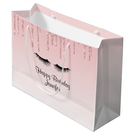 Grand Sac Cadeau Parties scintillant rose moderne Drivers & Eyelash (Devant Angle)