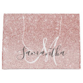 Grand Sac Cadeau Parties scintillant rose moderne étincelles Nom pe (Devant)