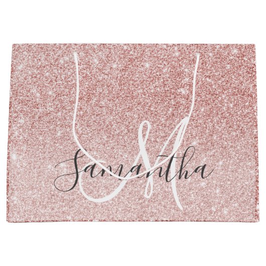 Grand Sac Cadeau Parties scintillant rose moderne étincelles Nom pe (Devant)