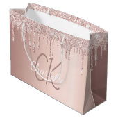 Grand Sac Cadeau parties scintillant rose or gouttes de script mono (Dos Angle)