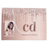 Grand Sac Cadeau parties scintillant rose or rousse gouttes photo m (Dos)