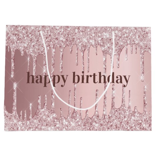 Grand Sac Cadeau Parties scintillant rose rose pâle d'anniversaire  (Dos)