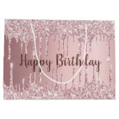 Grand Sac Cadeau Parties scintillant rose vif d'anniversaire goutte (Dos)