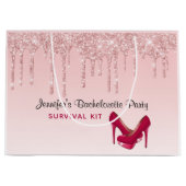 Grand Sac Cadeau Parties scintillant roses modernes et talons hauts (Devant)