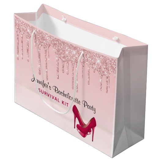 Grand Sac Cadeau Parties scintillant roses modernes et talons hauts (Devant Angle)