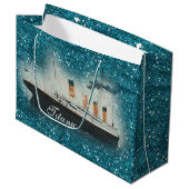 Grand Sac Cadeau Parties scintillant Titanic Sapphire White Star (Devant Angle)