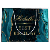 Grand Sac Cadeau Parties scintillant turquoise et or Marbre Agate A (Dos)