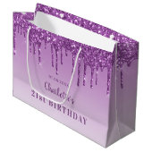 Grand Sac Cadeau Parties scintillant violet d'anniversaire gouttes (Devant Angle)