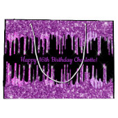 Grand Sac Cadeau Parties scintillant violet d'anniversaire gouttes  (Dos)