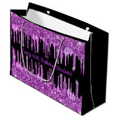 Grand Sac Cadeau Parties scintillant violet d'anniversaire gouttes  (Devant Angle)