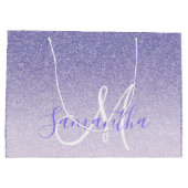 Grand Sac Cadeau Parties scintillant violet moderne étincelles Nom (Dos)