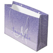 Grand Sac Cadeau Parties scintillant violet moderne étincelles Nom (Devant Angle)