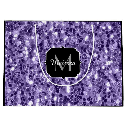 Grand Sac Cadeau Parties scintillant violet ultra violet scintille (Devant)