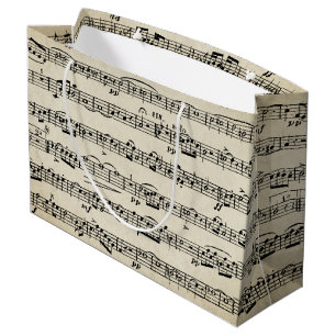 Grand Sac Cadeau Partition sur texture Vintage
