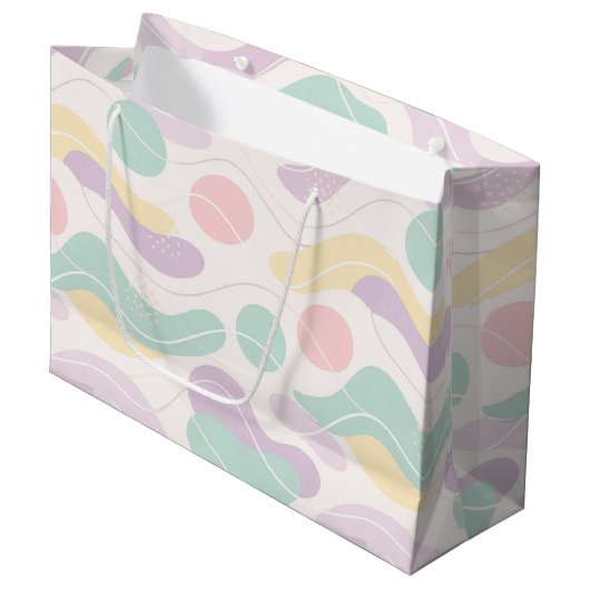 Grand Sac Cadeau Pastel Abstract Seamless Pattern Waves and Circles (Devant Angle)