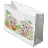 Grand Sac Cadeau Pastel Baby Animals with Floral Eggs (Devant Angle)