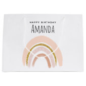 Grand Sac Cadeau Pastel Pink & Faux Parties scintillant Rainbow Boh (Devant)