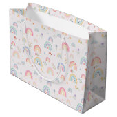 Grand Sac Cadeau Pastel Rainbows Girly Fleurs sauvages & Coeurs (Dos Angle)