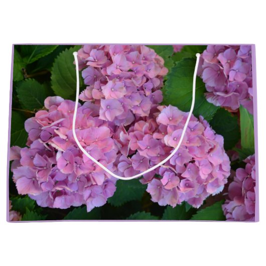 Grand Sac Cadeau Pastel rose Hortensia hydrangea fleurs (Devant)