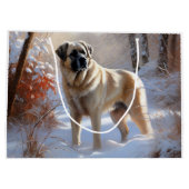 Grand Sac Cadeau Pasteur Anatolien Laisser Neige Noël (Dos)