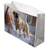 Grand Sac Cadeau Pasteur Anatolien Laisser Neige Noël (Dos Angle)