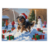 Grand Sac Cadeau Pasteur anatolien Noël Festif Neige (Dos)