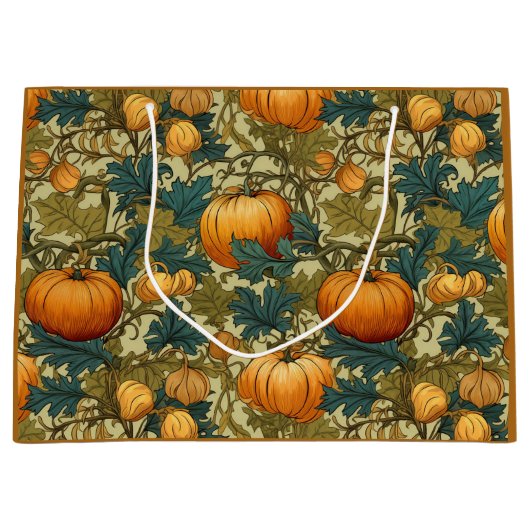 Grand Sac Cadeau Patch Citrouille d'automne William Morris (Devant)
