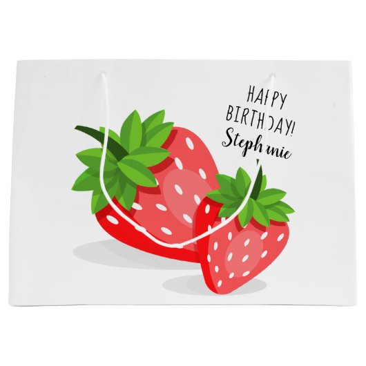 Grand Sac Cadeau Patch fraise (Devant)