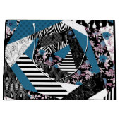 Grand Sac Cadeau patchwork bleu, populaire, patchwork, folle, rusti (Devant)