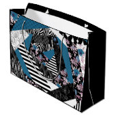 Grand Sac Cadeau patchwork bleu, populaire, patchwork, folle, rusti (Dos Angle)