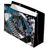 Grand Sac Cadeau patchwork bleu, populaire, patchwork, folle, rusti (Devant Angle)