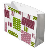 Grand Sac Cadeau Patchwork brun vert pois dos blanc (Dos Angle)