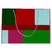 Grand Sac Cadeau Patchwork Noël rouge clair bleu vert chaud rose (Dos)