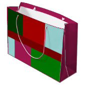 Grand Sac Cadeau Patchwork Noël rouge clair bleu vert chaud rose (Dos Angle)