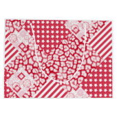 Grand Sac Cadeau Patchwork rouge et blanc rustique (Dos)