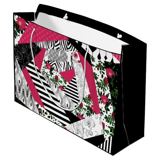 Grand Sac Cadeau patchwork rouge, populaire, patchwork lancer oreil (Dos Angle)