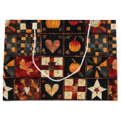 Grand Sac Cadeau Patchwork rustique | Art populaire Motif de courte (Devant)