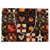 Grand Sac Cadeau Patchwork rustique | Art populaire Motif de courte (Dos)
