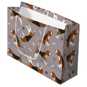 Grand Sac Cadeau Pâtes et os Beagle mignons Gris (Devant Angle)