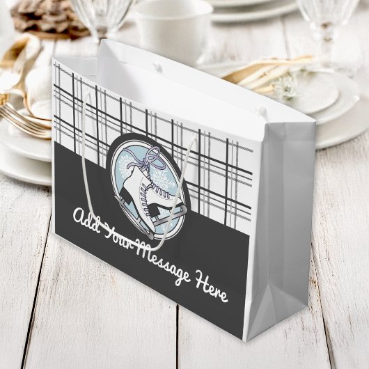 Grand Sac Cadeau Patinage Tartan moderne