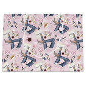 Grand Sac Cadeau Patron de fille tiré à la main (Devant)