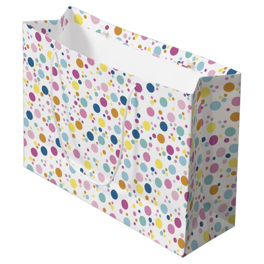 Grand Sac Cadeau Pattern de Colorful Polka (Devant Angle)