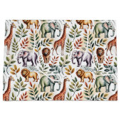 Grand Sac Cadeau Patterned fabric featuring elephants, giraffes (Devant)