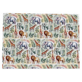 Grand Sac Cadeau Patterned fabric featuring elephants, giraffes (Dos)