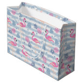 Grand Sac Cadeau Patters de Whimsical Flamingo et Pineapple (Dos Angle)
